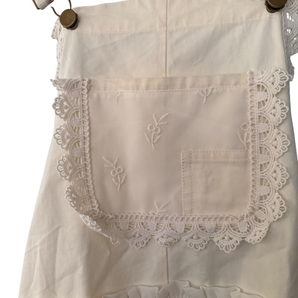 Women Bib Overall Babydoll Pinafore Embroidered Lace Straps Suspender Dress - Picture 9 of 16